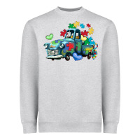 Heather Grey autism truck Heavyweight Sweatshirt - LillyAllenDesigns