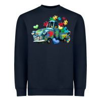 Navy autism truck Heavyweight Sweatshirt - LillyAllenDesigns