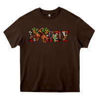 Chocolate Brown Christmas Howdy Bronco Rodeo Heavy Core Tee - JahusDesignShop