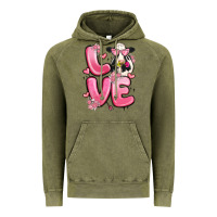 Vintage Olive love cow valentine's day Vintage Hoodie - MaliasSmallBusiness