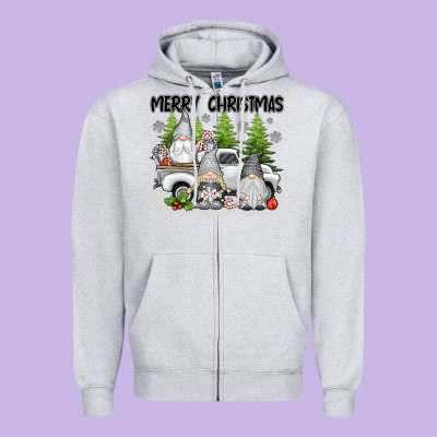 Merry Christmas Gnomes Zipper Hoodie Designed By Texasbilliewilder