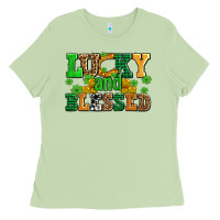 Matcha lucky and blessed with coins and shamrocks Ladies Tee - AdoDesignShop