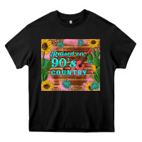 Black raised 90's country guitar cactus sunflower's Heavy Core Tee - Artiststas