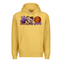 Antique Gold peace love basketball Premium Hoodie - HowdyJamesFarm