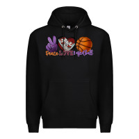 Black peace love basketball Premium Hoodie - HowdyJamesFarm