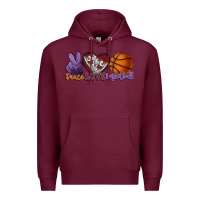 Burgundy peace love basketball Premium Hoodie - HowdyJamesFarm