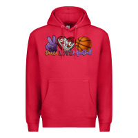 Cardinal peace love basketball Premium Hoodie - HowdyJamesFarm