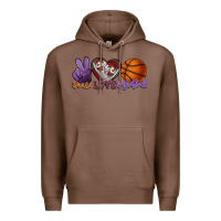 Chestnut peace love basketball Premium Hoodie - HowdyJamesFarm