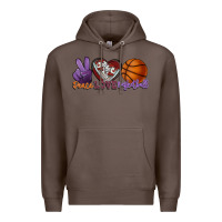 Coffee peace love basketball Premium Hoodie - HowdyJamesFarm
