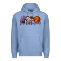 Colony Blue peace love basketball Premium Hoodie - HowdyJamesFarm