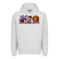 Dove Grey peace love basketball Premium Hoodie - HowdyJamesFarm