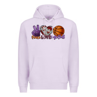 Lilac peace love basketball Premium Hoodie - HowdyJamesFarm
