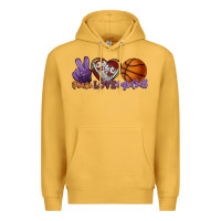 Mustard peace love basketball Premium Hoodie - HowdyJamesFarm