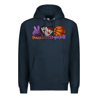 Navy peace love basketball Premium Hoodie - HowdyJamesFarm