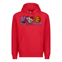 Red peace love basketball Premium Hoodie - HowdyJamesFarm
