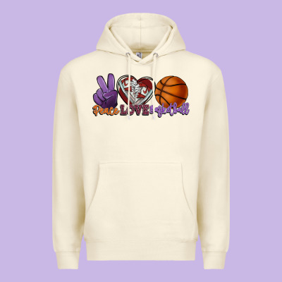 Peace Love Basketball Premium Hoodie Designed By Howdyjamesfarm