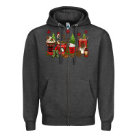 Charcoal Heather Christmas coffee cups Zipper Hoodie - texasbilliewilder