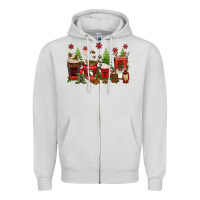 Dove Grey Christmas coffee cups Zipper Hoodie - texasbilliewilder