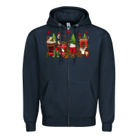 Navy Christmas coffee cups Zipper Hoodie - texasbilliewilder