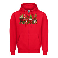 Red Christmas coffee cups Zipper Hoodie - texasbilliewilder