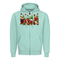 Seafoam Christmas coffee cups Zipper Hoodie - texasbilliewilder