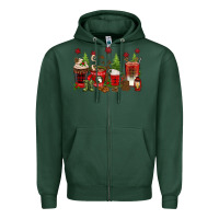 Sports Green Christmas coffee cups Zipper Hoodie - texasbilliewilder