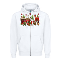 White Christmas coffee cups Zipper Hoodie - texasbilliewilder