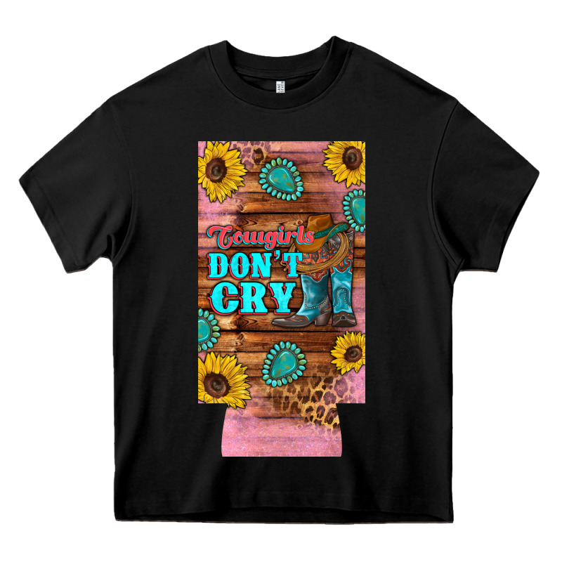 Cowgirls Don't Crty Boots Hat Sunflowers 12 Oz Can Cooler  (slim) Heavy Core Tee by Artiststas | Teevron