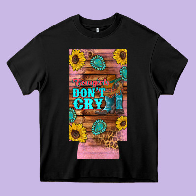 Cowgirls Don't Crty Boots Hat Sunflowers 12 Oz Can Cooler  (slim) Heavy Core Tee Designed By Artiststas