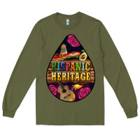 Army Green teardrop Hispanic Heritage Long Sleeve Tee - BundleAndBundleShop