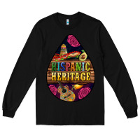 Black teardrop Hispanic Heritage Long Sleeve Tee - BundleAndBundleShop