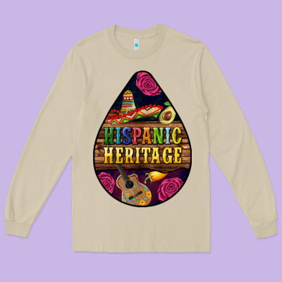 Teardrop Hispanic Heritage Long Sleeve Tee Designed By Bundleandbundleshop