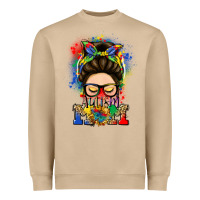 Mushroom autism mom messy bun Heavyweight Sweatshirt - LillyAllenDesigns