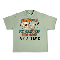 Oil Green surviving fatherhood one beer at a time Urban Heavy Tee - MaliasSmallBusiness