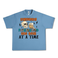 Pebble Blue surviving fatherhood one beer at a time Urban Heavy Tee - MaliasSmallBusiness