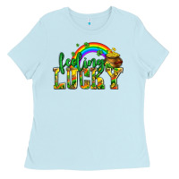 Baby Blue feeling lucky with coins Ladies Tee - AdoDesignShop