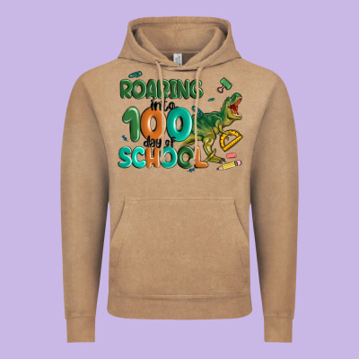 Roaring Into 100 Day Of School Vintage Hoodie Designed By Maliassmallbusiness