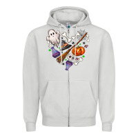 Dove Grey Love Halloween Zipper Hoodie - NancyCooperArtShop