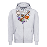 Heather Grey Love Halloween Zipper Hoodie - NancyCooperArtShop