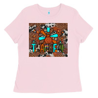 Bubblegum Pink thankful turkey png Ladies Tee - JahusDesignShop
