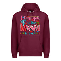 Burgundy I love you to the moon and back Valentine's Day Premium Hoodie - HowdyJamesFarm