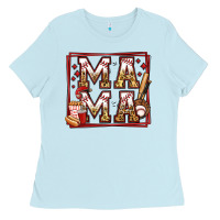Baby Blue baseball mama Ladies Tee - Jasminsmagicworld
