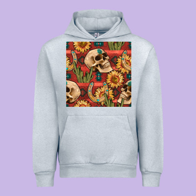 Western Skull Aztec Seamless Pattern Urban Hoodie Designed By Bundleandbundleshop
