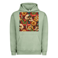 Pigment Oil Green western skull aztec seamless pattern Urban Hoodie - BundleAndBundleShop