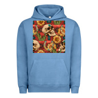 Pigment Pebble Blue western skull aztec seamless pattern Urban Hoodie - BundleAndBundleShop