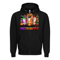 Black happy hallothanksmas goats Zipper Hoodie - texasbilliewilder