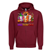 Burgundy happy hallothanksmas goats Zipper Hoodie - texasbilliewilder