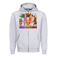 Heather Grey happy hallothanksmas goats Zipper Hoodie - texasbilliewilder