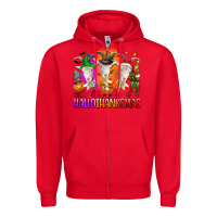 Red happy hallothanksmas goats Zipper Hoodie - texasbilliewilder