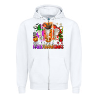 White happy hallothanksmas goats Zipper Hoodie - texasbilliewilder